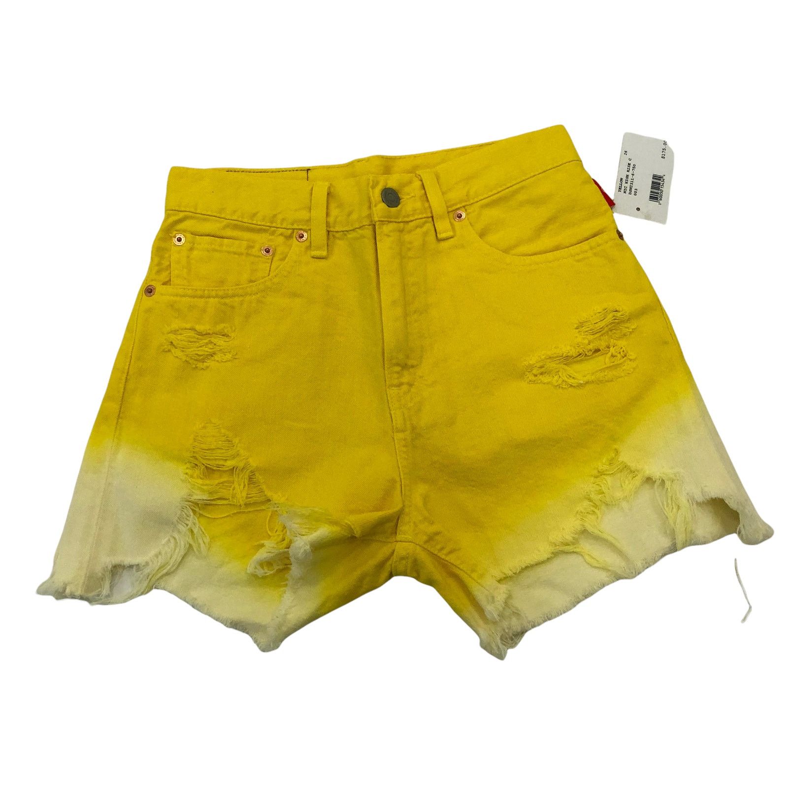 INTERMIX nwt Denimist NIC High-rise Cut-off Shorts Yellow Ombre 26 Size 26" / US 2 / IT 38 - 2 Thumbnail