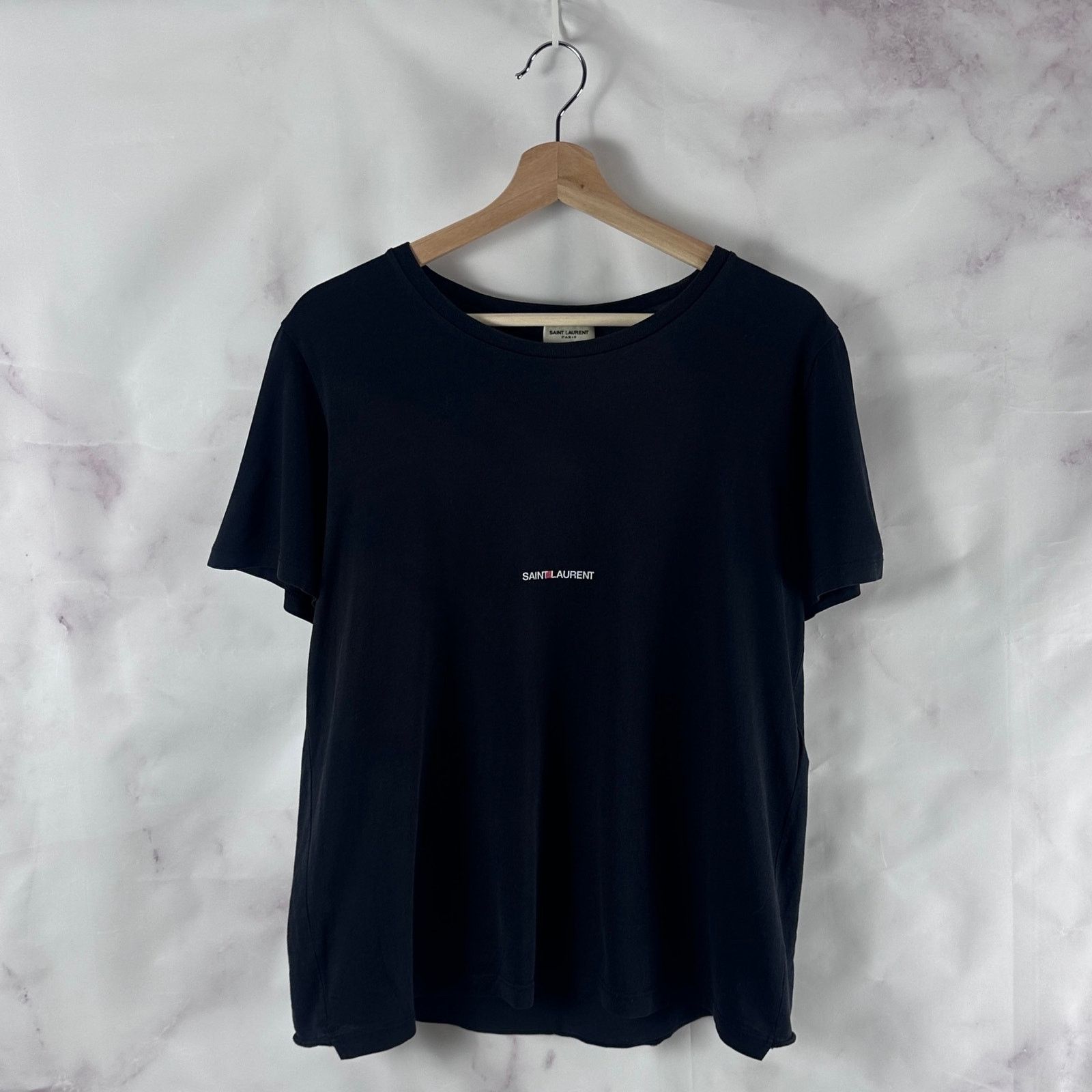 Saint Laurent Paris Black Text Tee Size US L / EU 52-54 / 3 - 1 Thumbnail