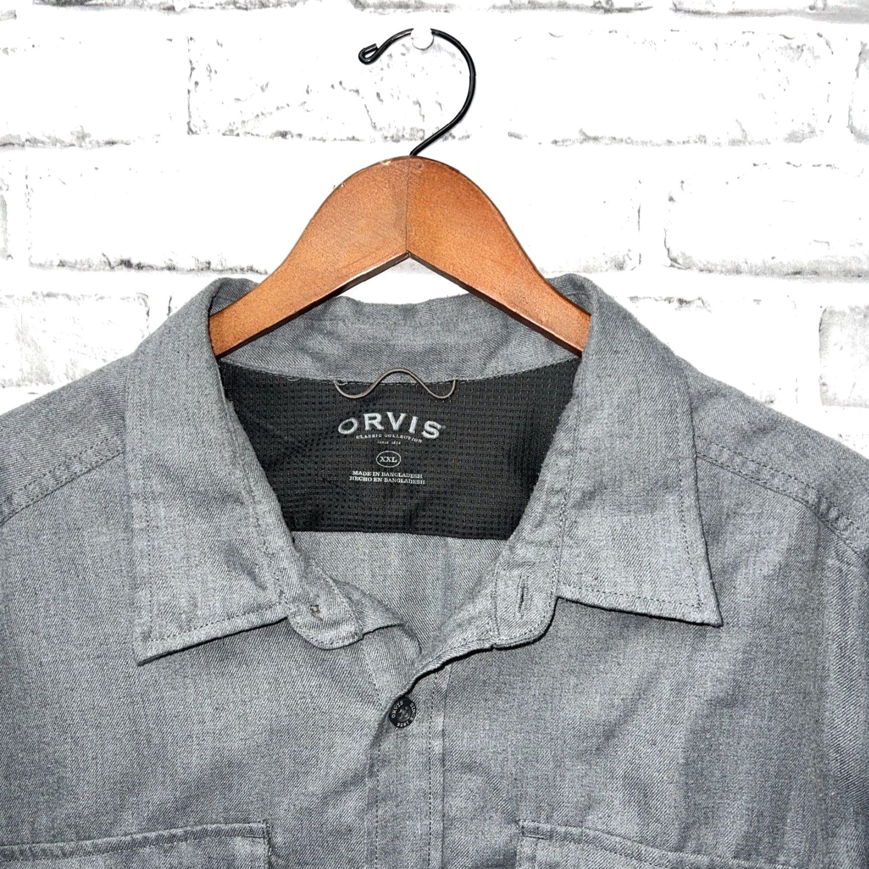 Orvis VINTAGE Orvis Men 2XL Long Sleeve Button-Up Shirt Gray Casual Size US XXL / EU 58 / 5 - 2 Thumbnail