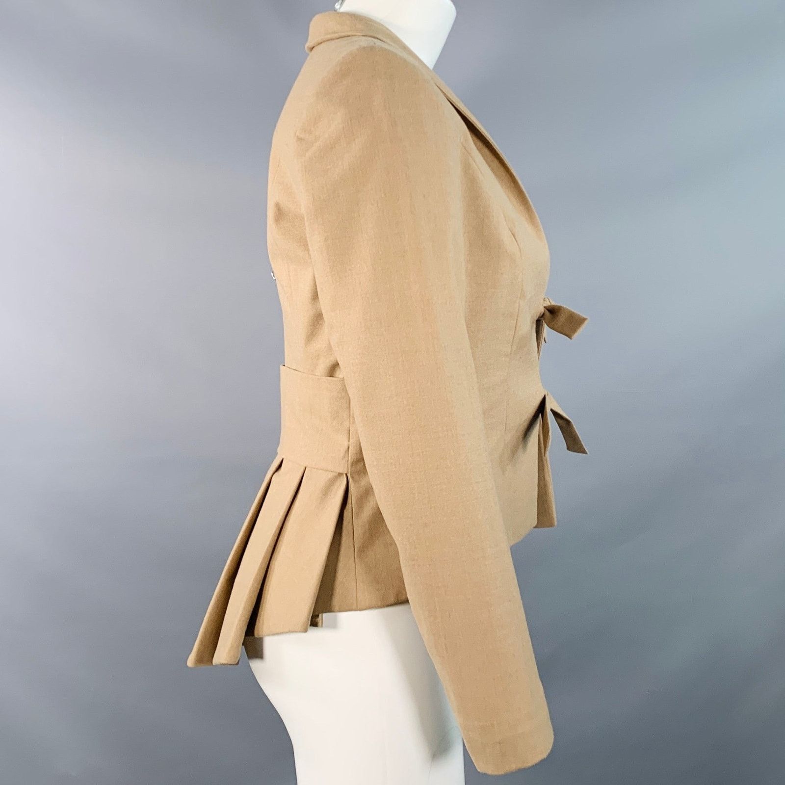 Other PAUW Beige Wool Shawl Lapel Tie Closure Jacket Blazer Size XS / US 0-2 / IT 36-38 - 2 Thumbnail