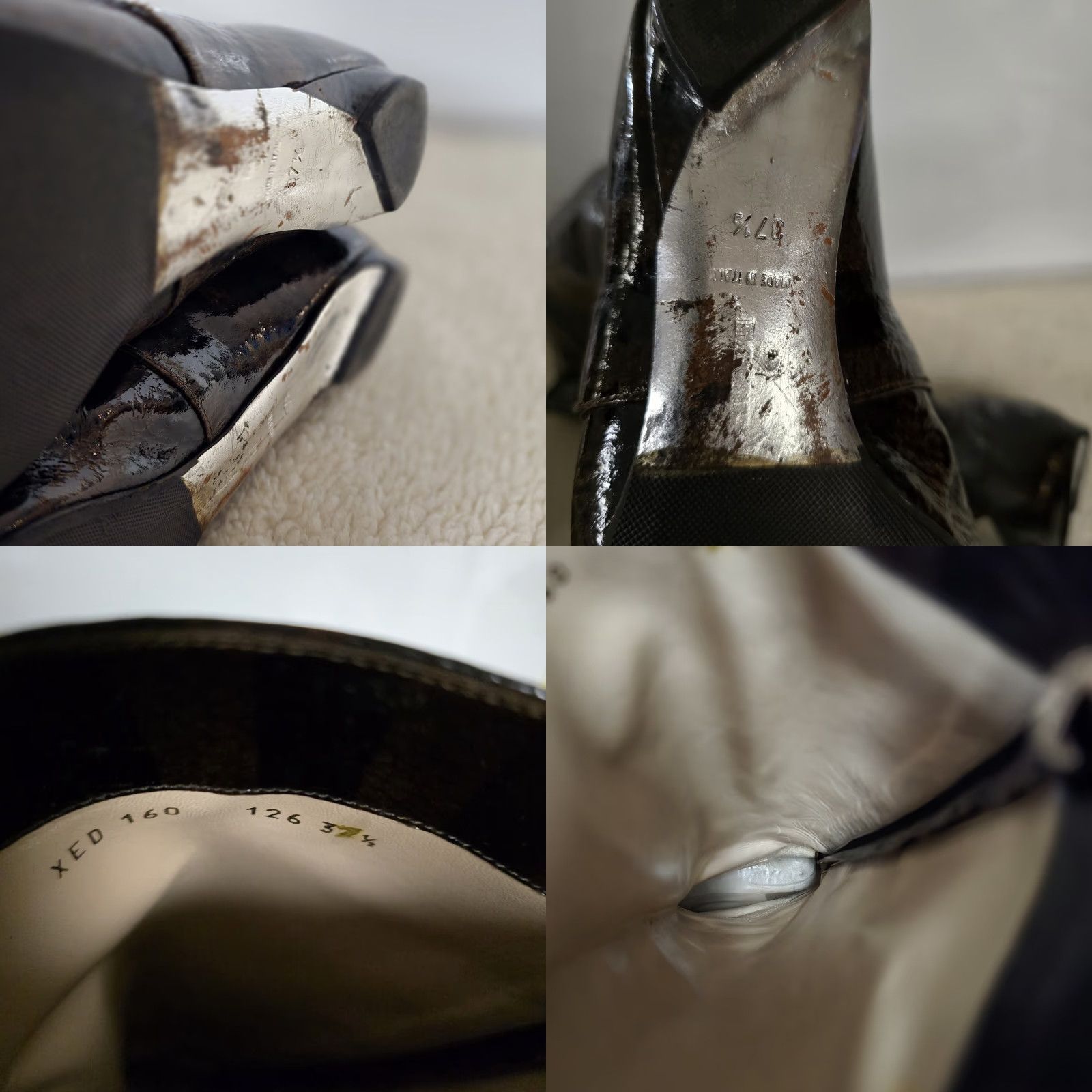 Emporio Armani VINTAGE Emporio Armani Striped Patent Leather Knee High Boots Silver Strap Black 37.5 US 8 Womens Italy Leather Size US 8 / IT 38 - 8 Thumbnail