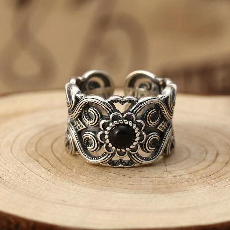 Jewelry Resizable Retro Mongolian Flower Pattern Ring Size ONE SIZE - 6 Thumbnail