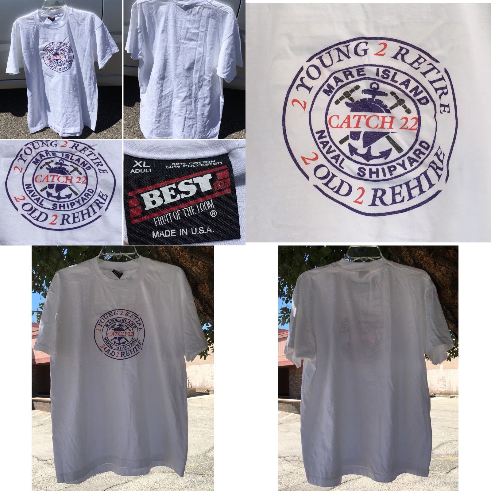Fruit Of The Loom VINTAGE Mare Island Naval Shipyard T-Shirt XL White 80s 90s Made In USA Fruit of the Loom Unisex Graphic Tee Size US XL / EU 56 / 4 - 8 Thumbnail