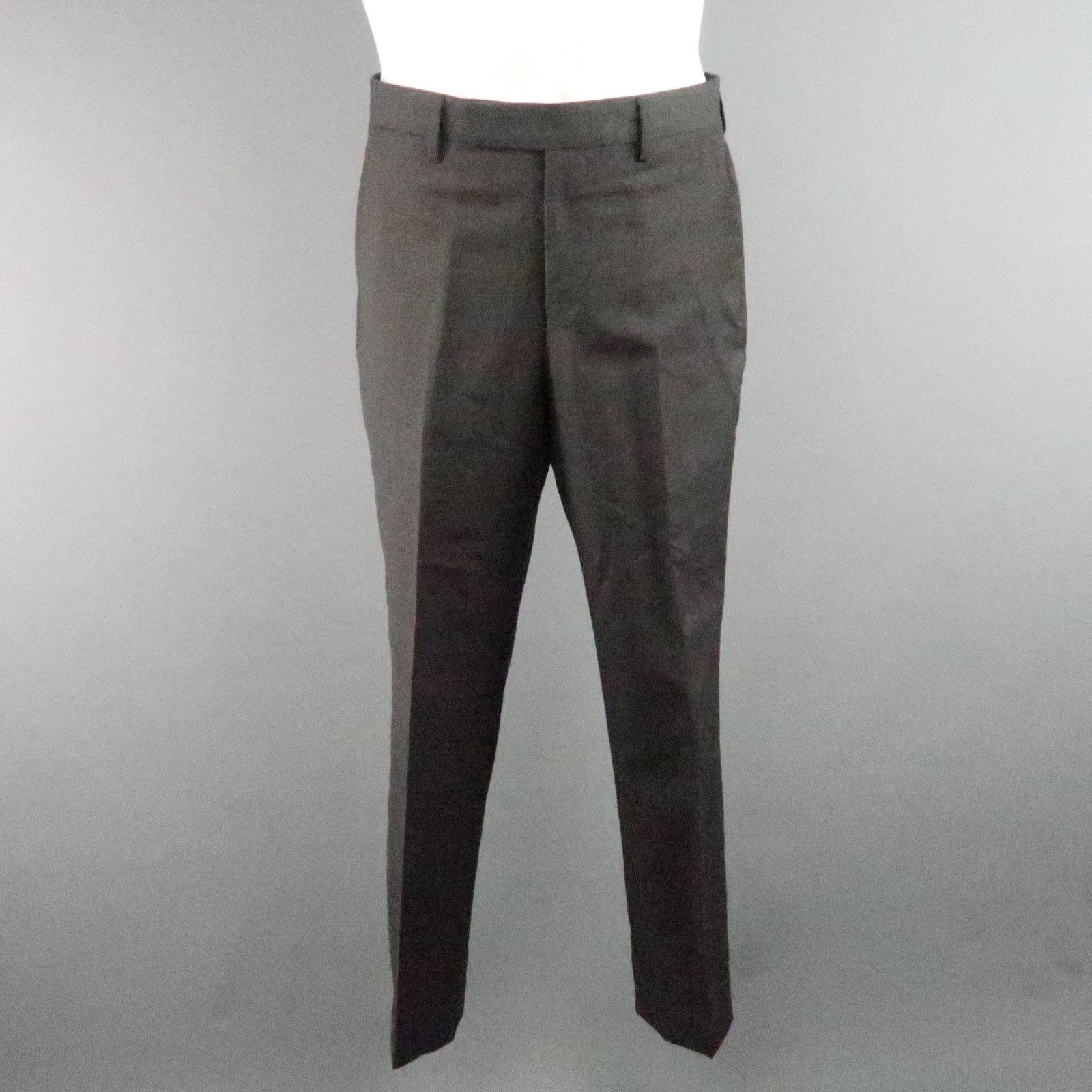 Lanvin LANVIN 40 Short Charcoal Wool Satin Trim Peak Lapel Suit Size 40R - 10 Thumbnail