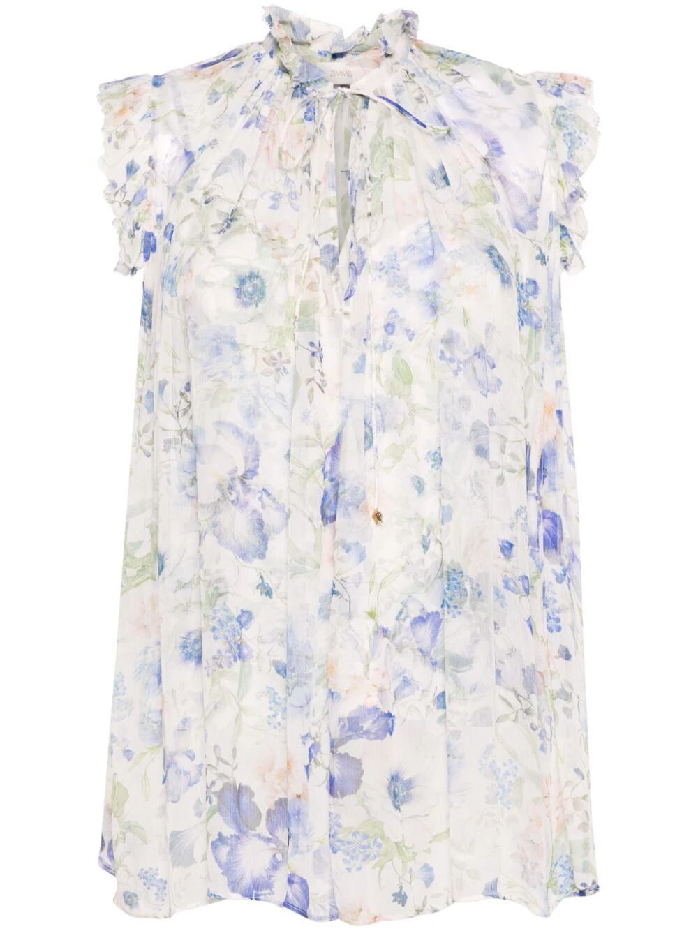 image of Zimmermann Natural Top Size 0 in Blue Garden, Women's