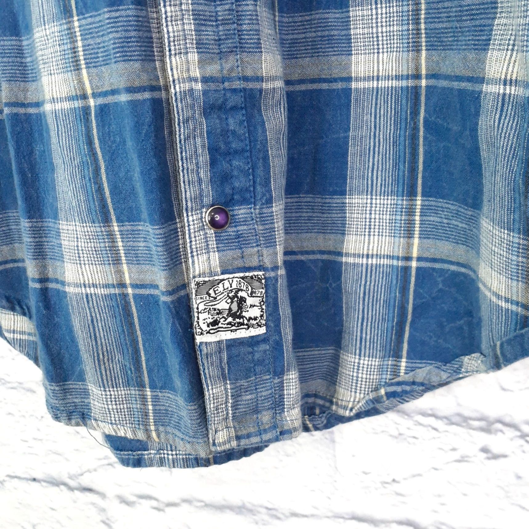 Vintage VINTAGE Ely 1878 Western Cowboy Long Sleeve Pearl Snap Plaid Shirt Mens Small Blue Size US S / EU 44-46 / 1 - 6 Thumbnail