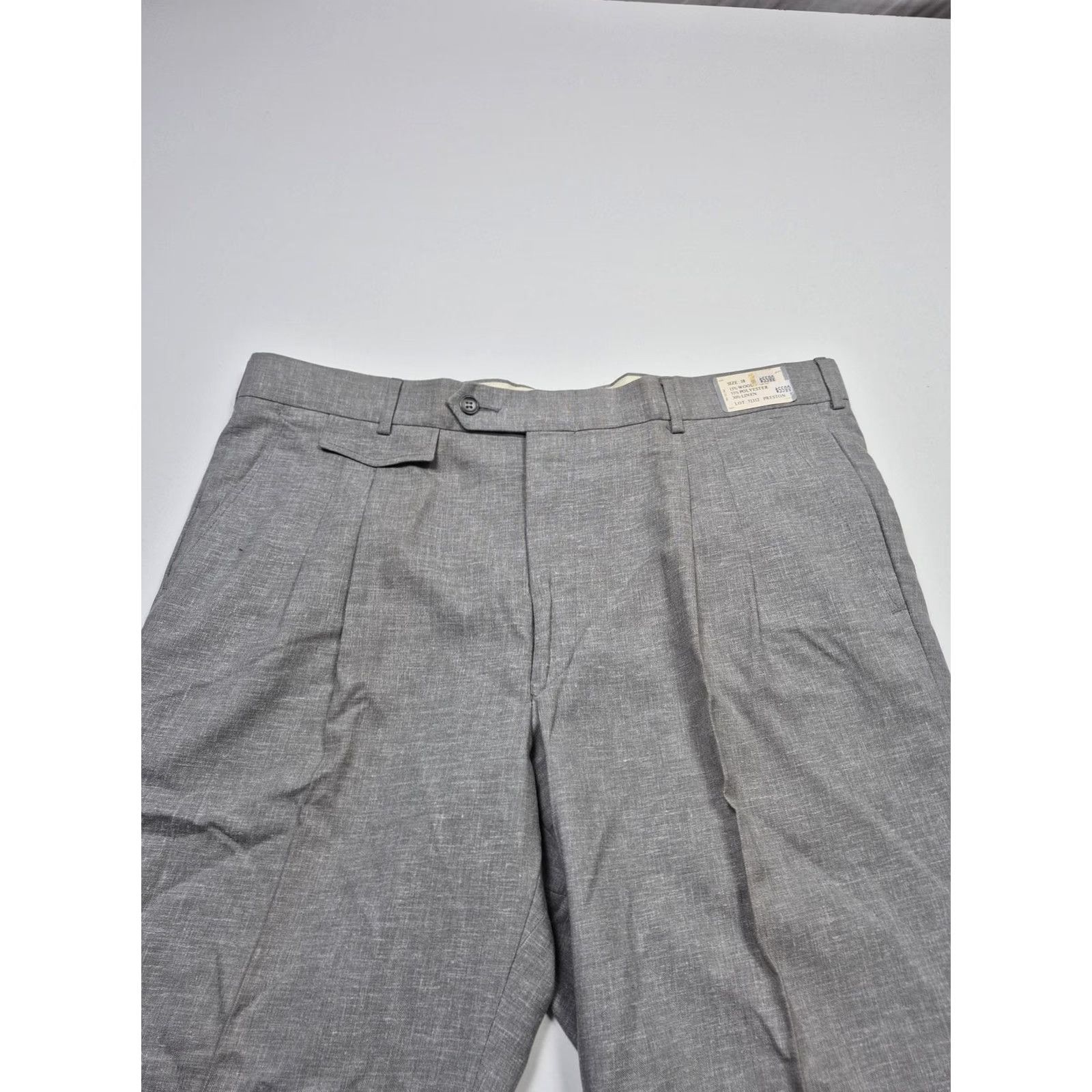Christopher Kane VINTAGE Christopher Dress Pants Mens 38x36 Gray Wool Linen Pleated Unhemmed FLAW Size US 38 / EU 54 - 2 Thumbnail