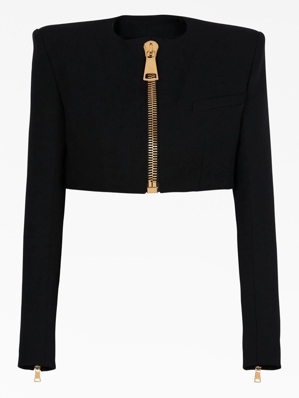O1s1wg110926 Cropped Grain De Poudre Wool Jacket In Black, Women's (Size Xl)