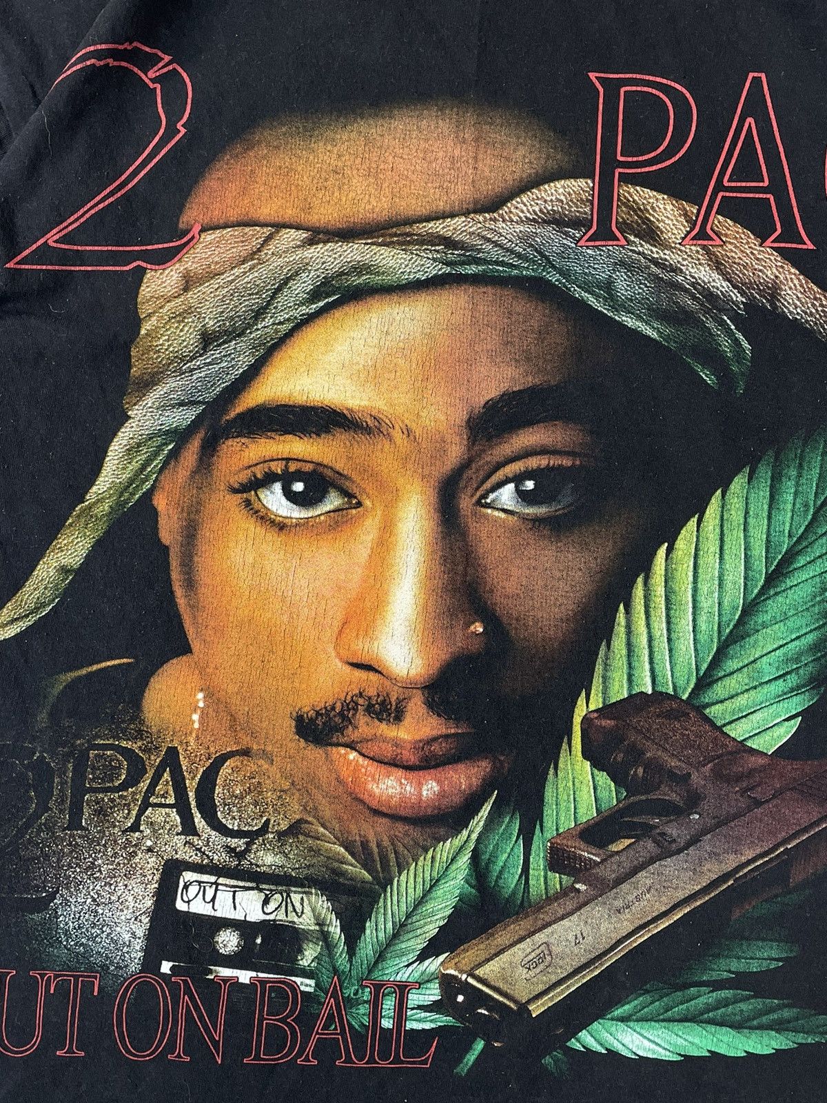 Band Tees × Vintage Vintage 90s Two Sided 2PAC Tupac Shakur Out on Bali Rap Tee Size US L / EU 52-54 / 3 - 5 Thumbnail