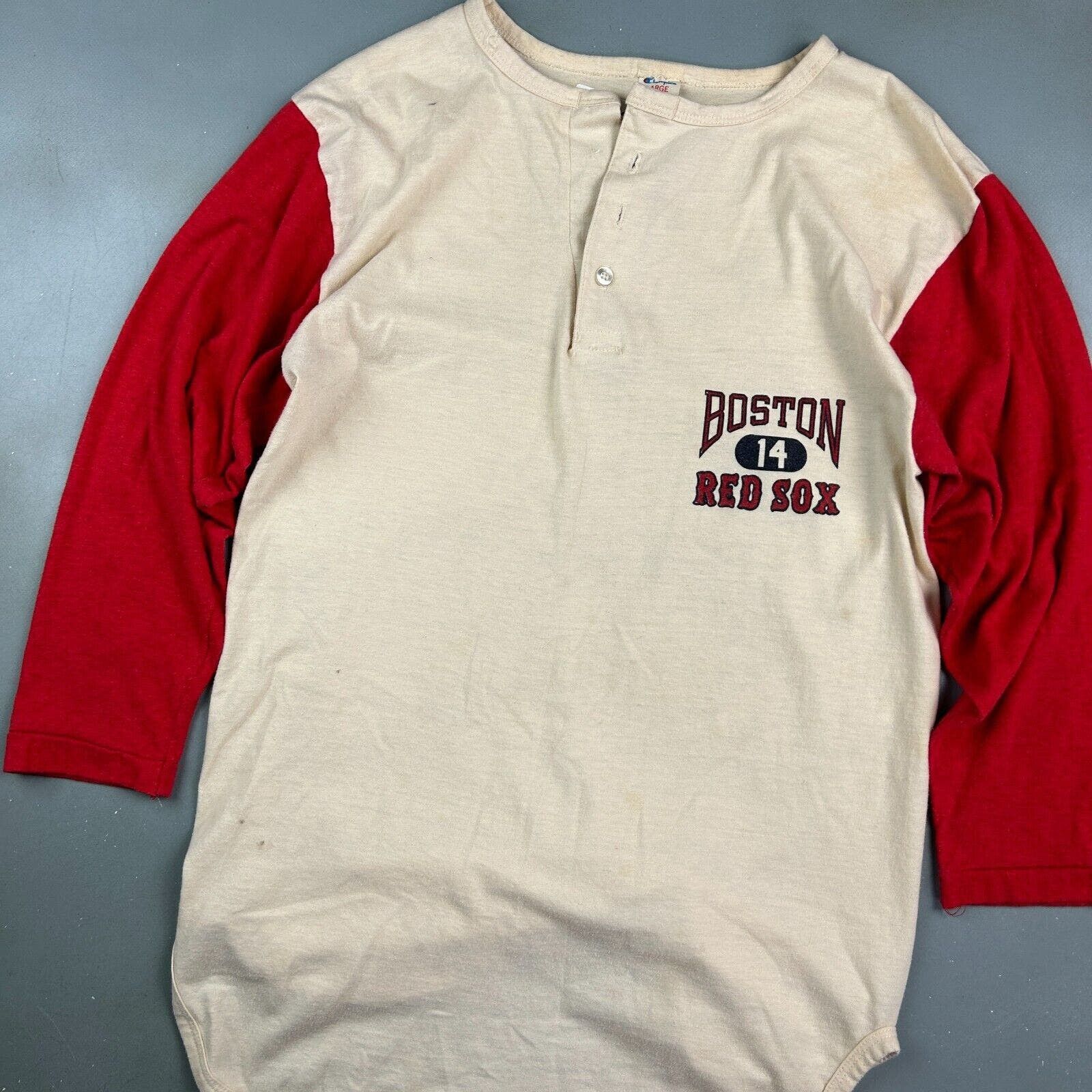 Champion VINTAGE 80s | Boston Red Sox Henley 3/4 Sleeve T-Shirt sz M Size US M / EU 48-50 / 2 - 2 Thumbnail