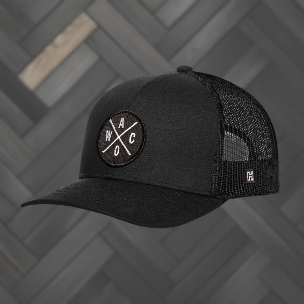 VINTAGE Waco HAKA Trucker Hat Black WACO Snapback Hat Men Adjustable SizeColor: Black WACO Snapback Trucker Haka Hat Men