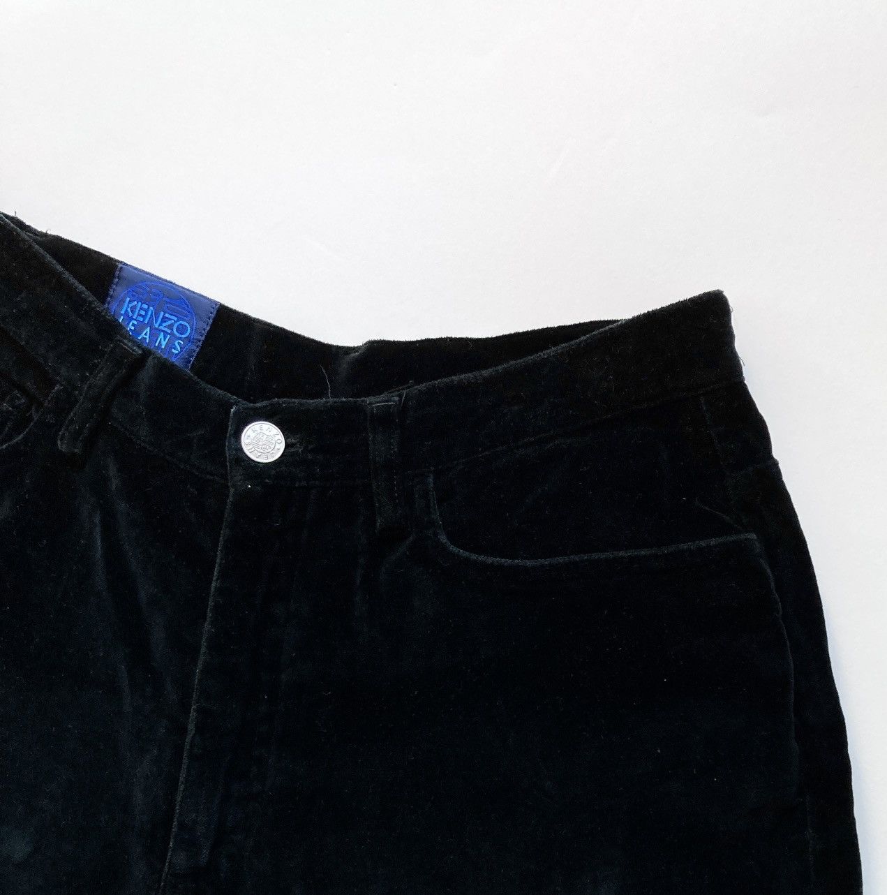 Kenzo Black Velour High-Waisted Trousers Kenzo Jeans – Size (EU)40 Size 30" / US 8 / IT 44 - 4 Thumbnail