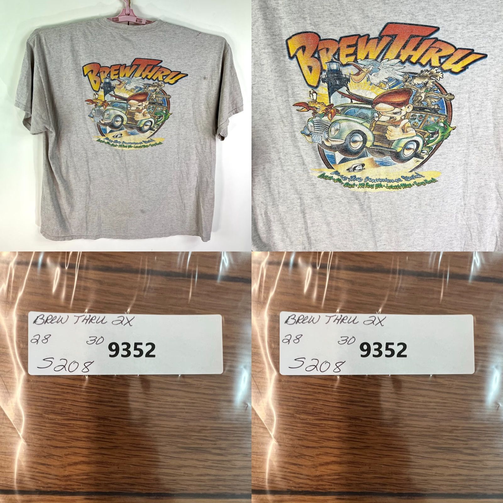 Vintage BREW Thru Drive Thru Liquor Stores T Shirt Mens Size 2XL Gray Pocket Distressed Size US XXL / EU 58 / 5 - 8 Thumbnail