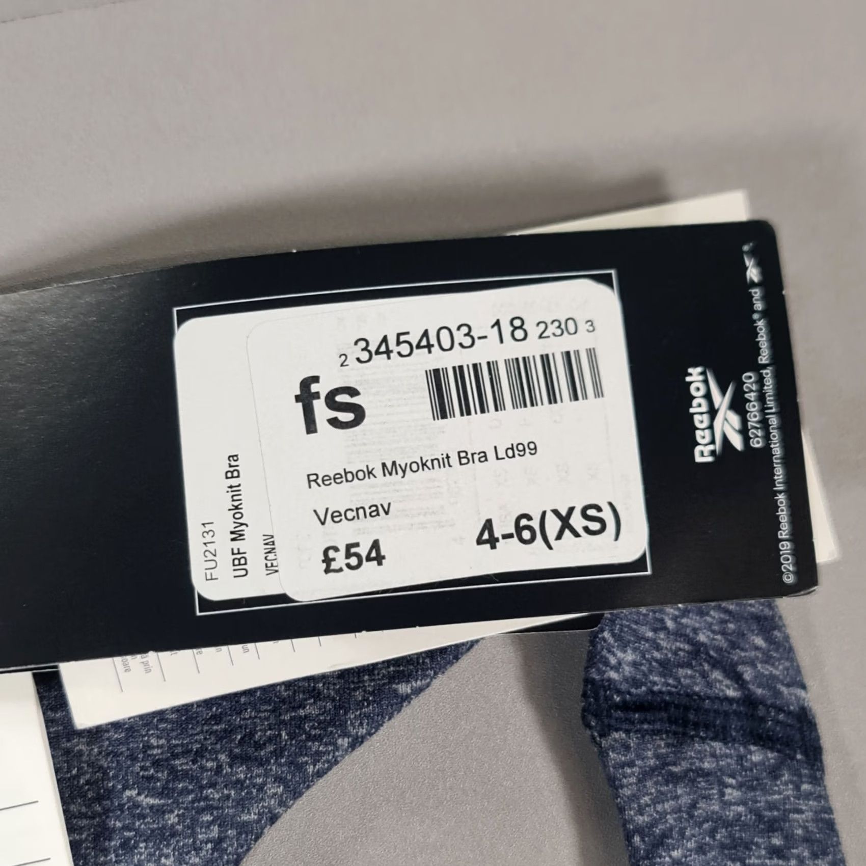 Reebok Reebok Womens Sports Bra Blue XS Racerback Myoknit Size ONE SIZE - 3 Thumbnail