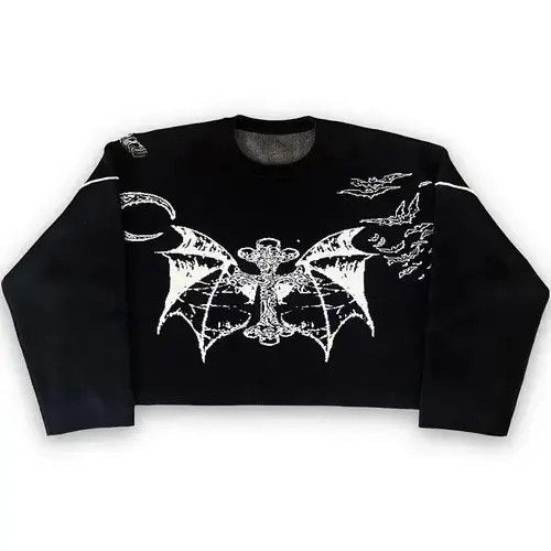 Japanese Brand × Vintage winter Dark Bat Hip Hop sweater Gothic Size US M / EU 48-50 / 2 - 3 Thumbnail