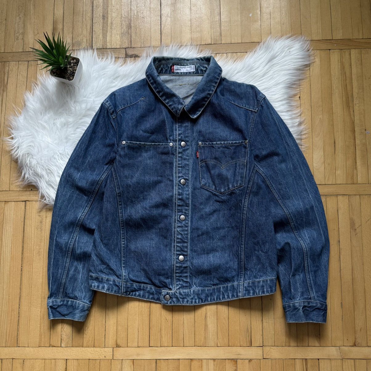 Levi's 📌 Vintage Levi’s Engineered 2000’s Denim Trucker Jacket Size US L / EU 52-54 / 3 - 1 Thumbnail