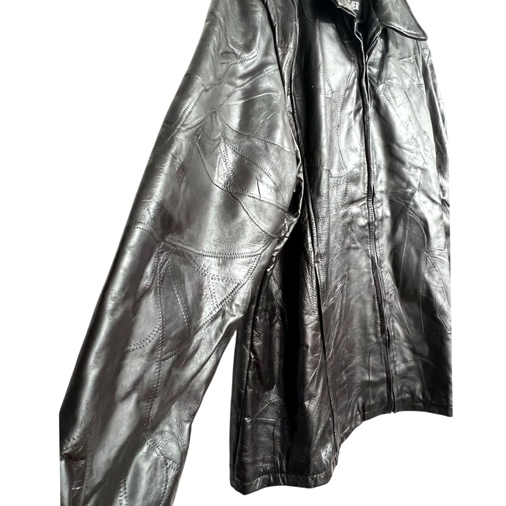 Vintage Maxam Leather Jacket Bomber 3XL Men Black Top Grain Lambskin High Quality Genuine Italian Mosaic Design Jacket Size US XXL / EU 58 / 5 - 7 Thumbnail