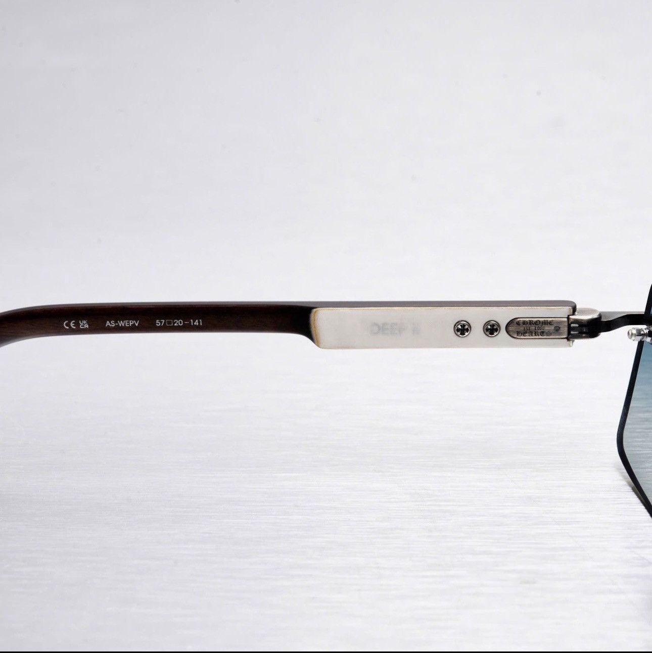 Chrome Hearts CHROME HEARTS DEEP II ANTIQUE SILVER - WHITE EBONY WOOD PIANO VARNISH SUNGLASSES Size ONE SIZE - 5 Thumbnail