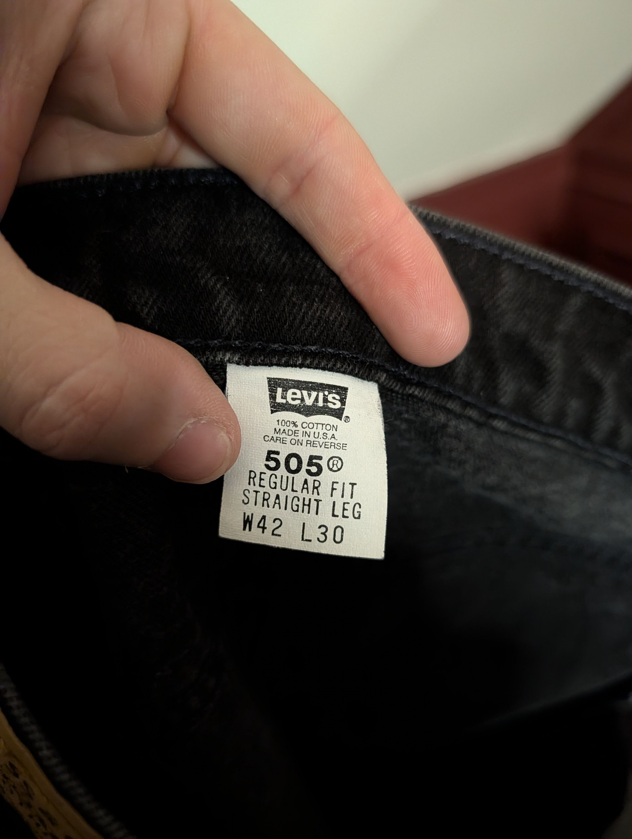 Levi's Vintage Clothing ORANGE TAB vtg black 505 straight leg denim jeans Size US 39 - 11 Thumbnail