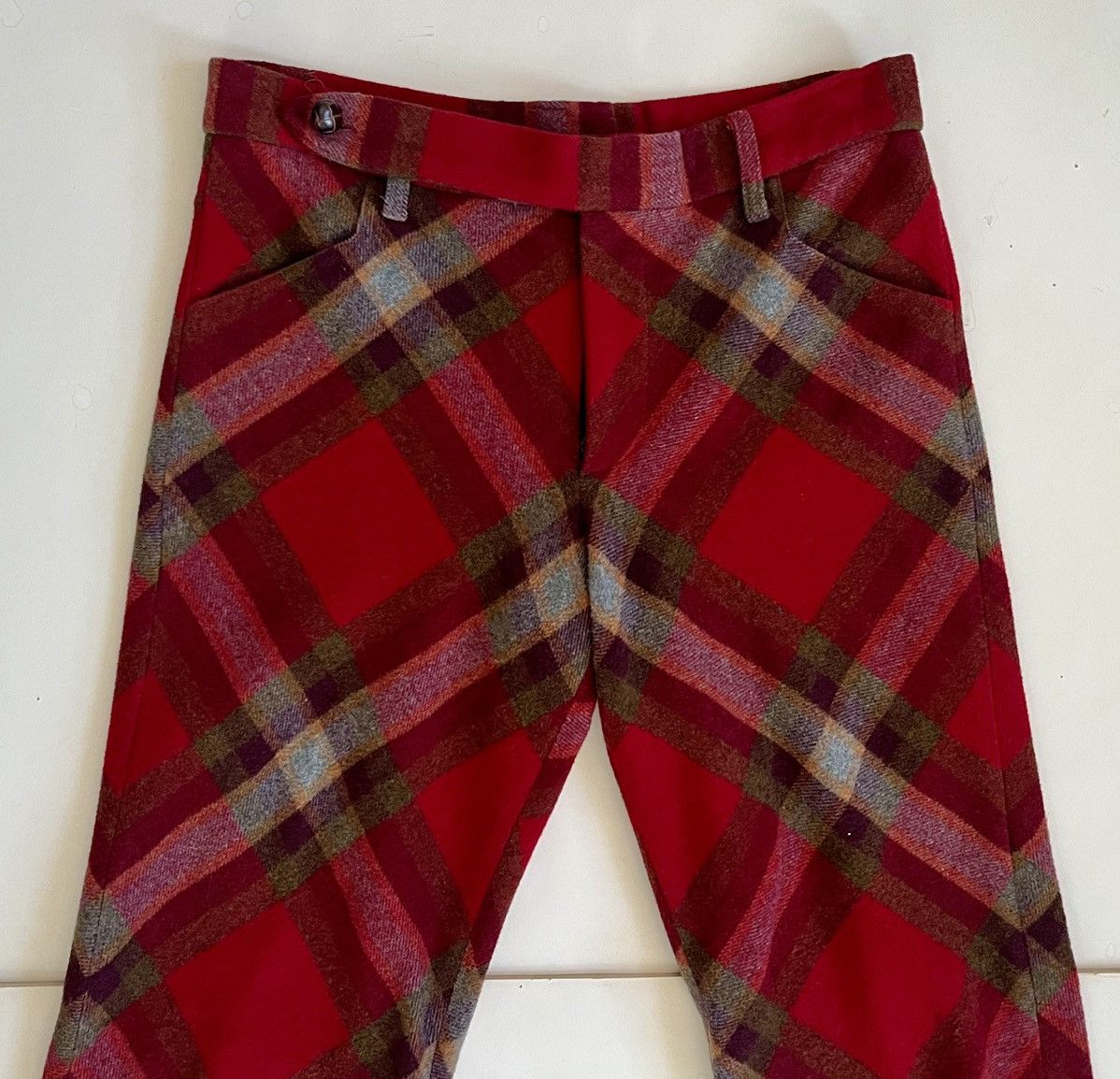 Other John Scher Pants, US Men Small , Bias Cut Wool, Red Plaid Size US 28 / EU 44 - 4 Thumbnail