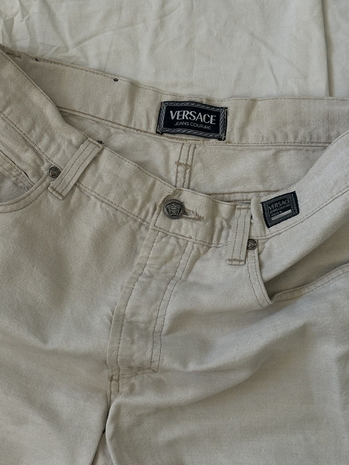 Versace Vintage Light Beige Cotton Linen Jeans Size US 32 / EU 48 - 7 Thumbnail