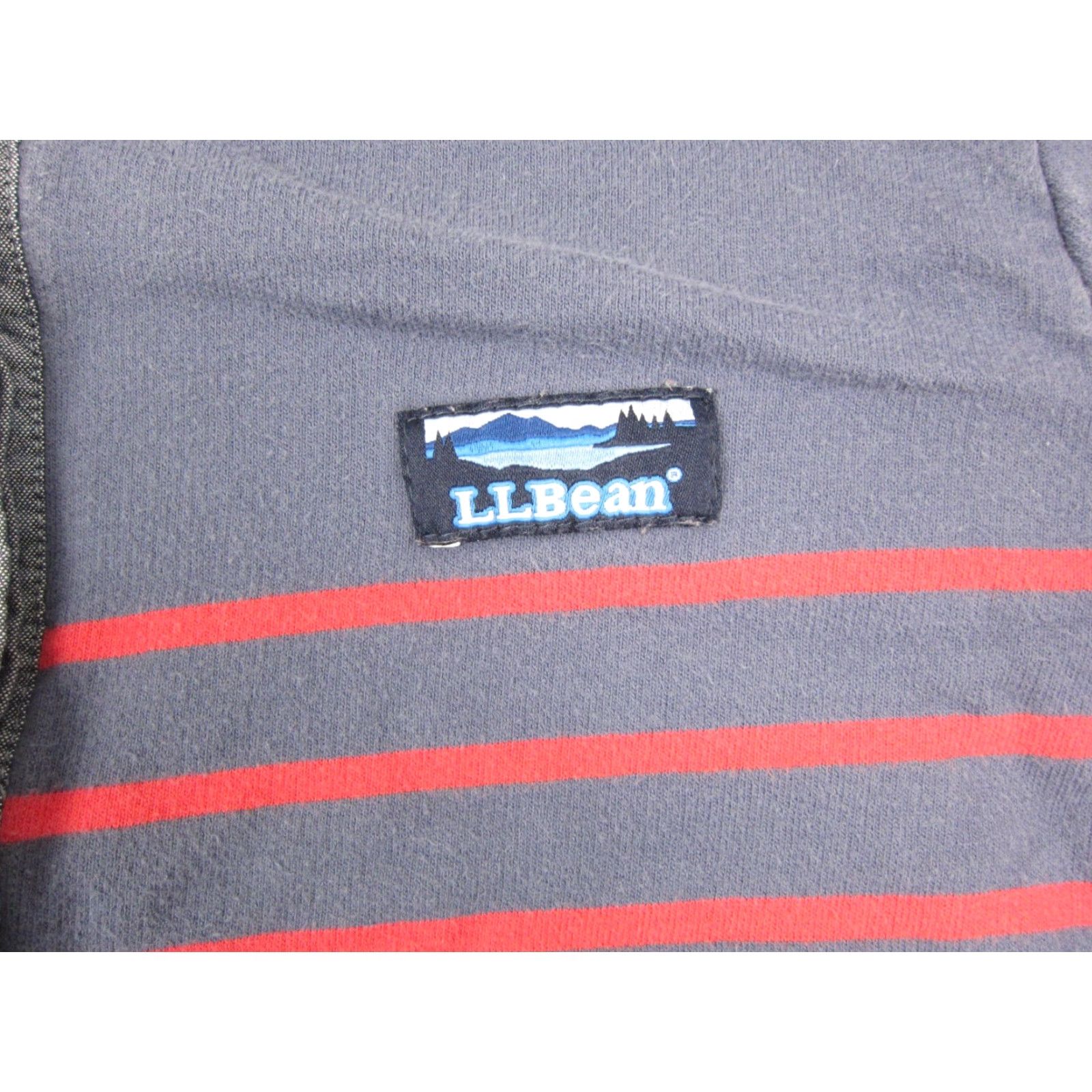 Vintage VINTAGE L.L.Bean Sweater Women's Medium Striped Red Blue Henley Pullover Mock Neck 90s Fashion Womens Pullover Knit Shirt Size M / US 6-8 / IT 42-44 - 3 Thumbnail