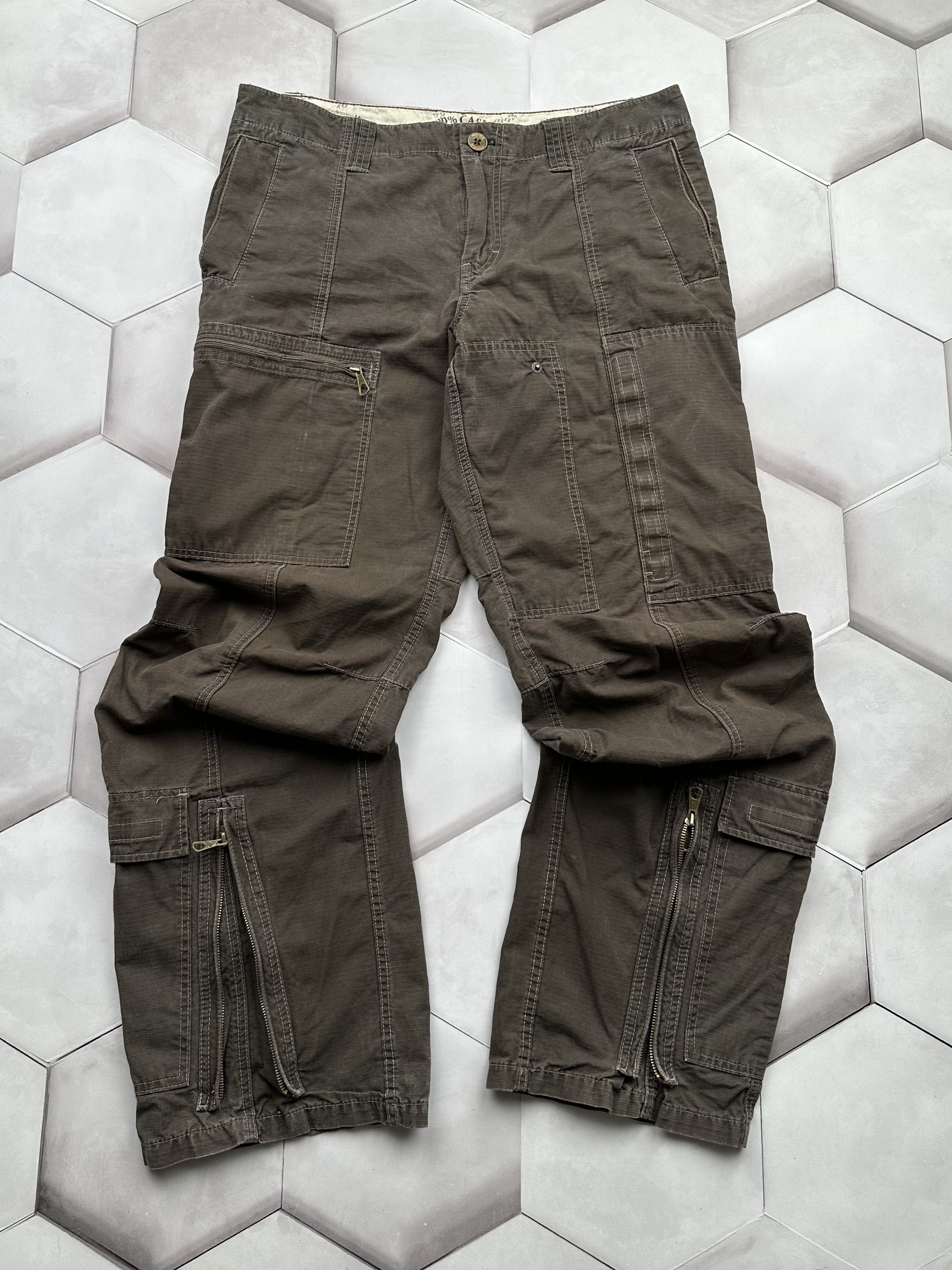 Image of Avant Garde x Vintage Cargo With Zipped Pants in Brown, Men's (Size 33)