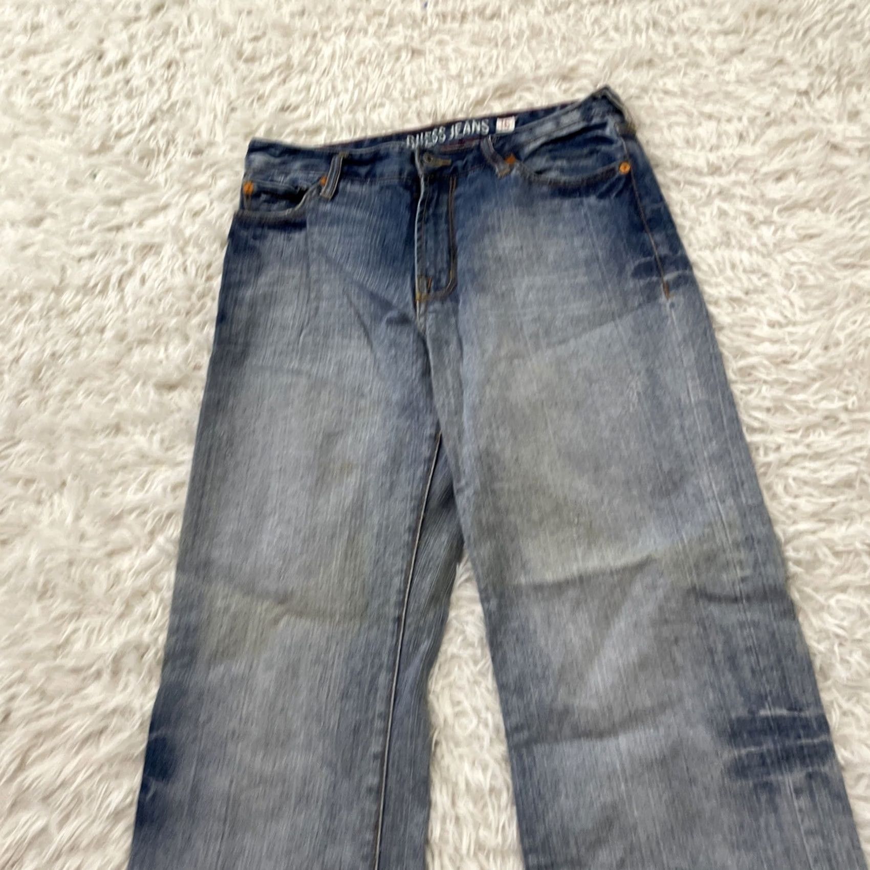 Guess VINTAGE GUESS JEANS Women 16 Ramie Y2k Streetwear Straight Wide Blue Grunge 90s WorkFade Jeans Mens Women Girls Size 38" / US 16 / IT 52 - 2 Thumbnail