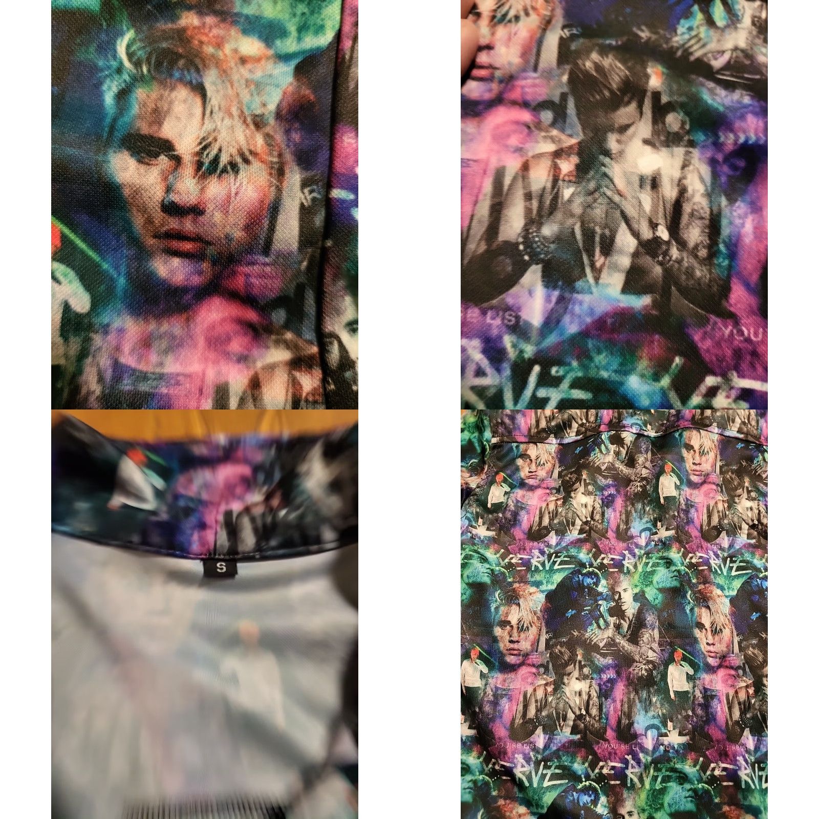 Vintage Justin Beiber LS Shirt Button-Up All Over Print Polyester Disco-style Small Mens Size US S / EU 44-46 / 1 - 8 Thumbnail