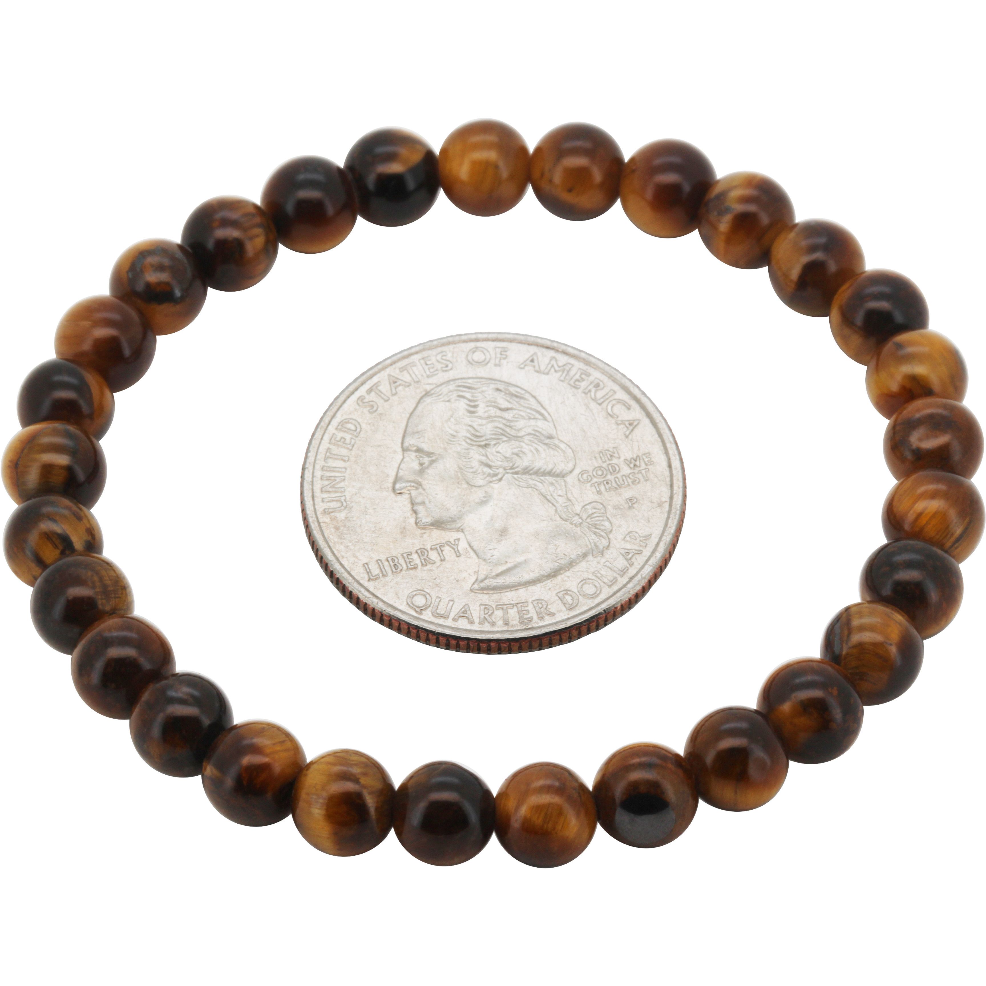 Other 6mm Tiger Eye Gemstone Beaded Stretch Bracelet 7” Size ONE SIZE - 1 Preview