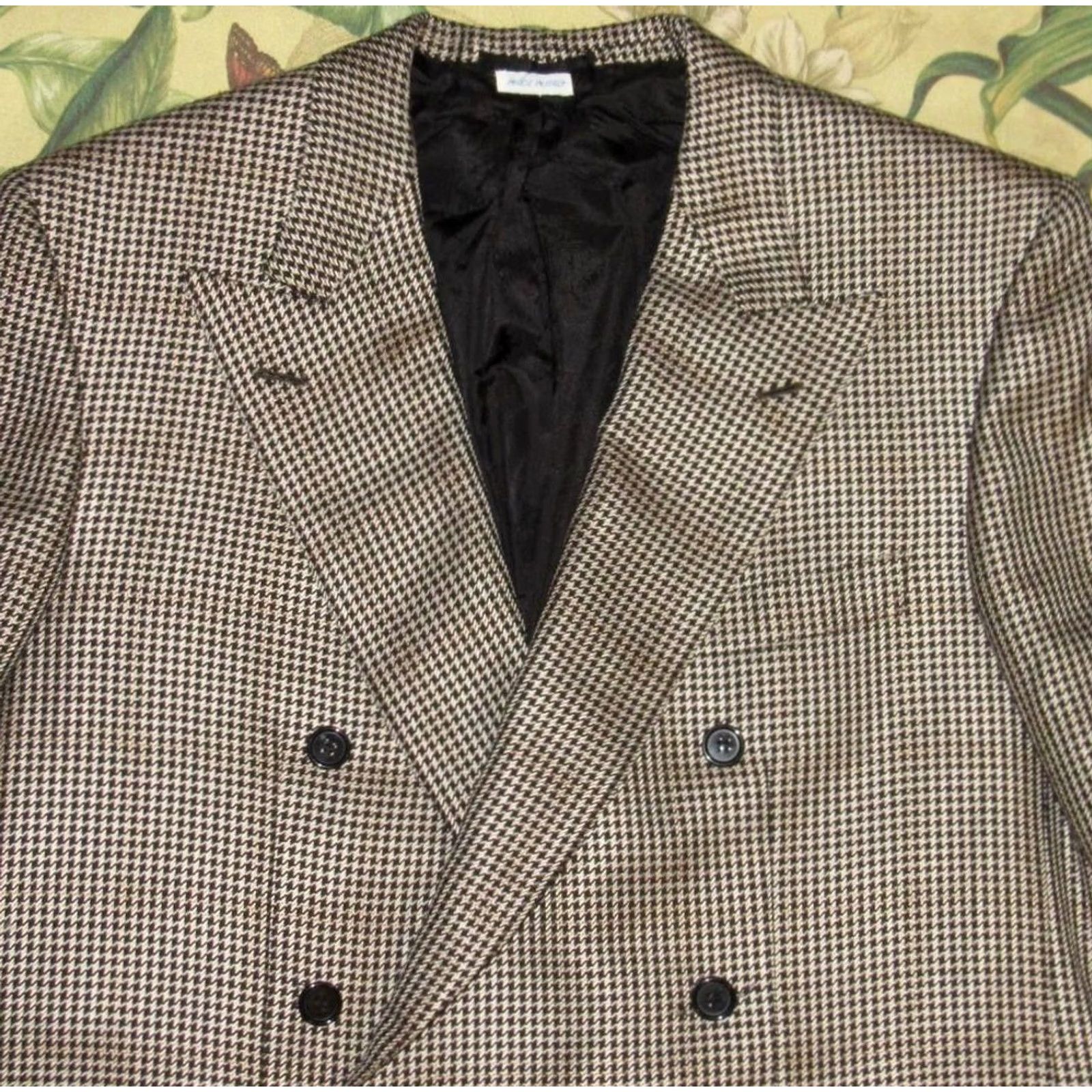 Brioni BRIONI Blazer 41R Black White Houndstooth Wool Double Breasted Roman Style Blazer Mens Size 42R - 2 Thumbnail