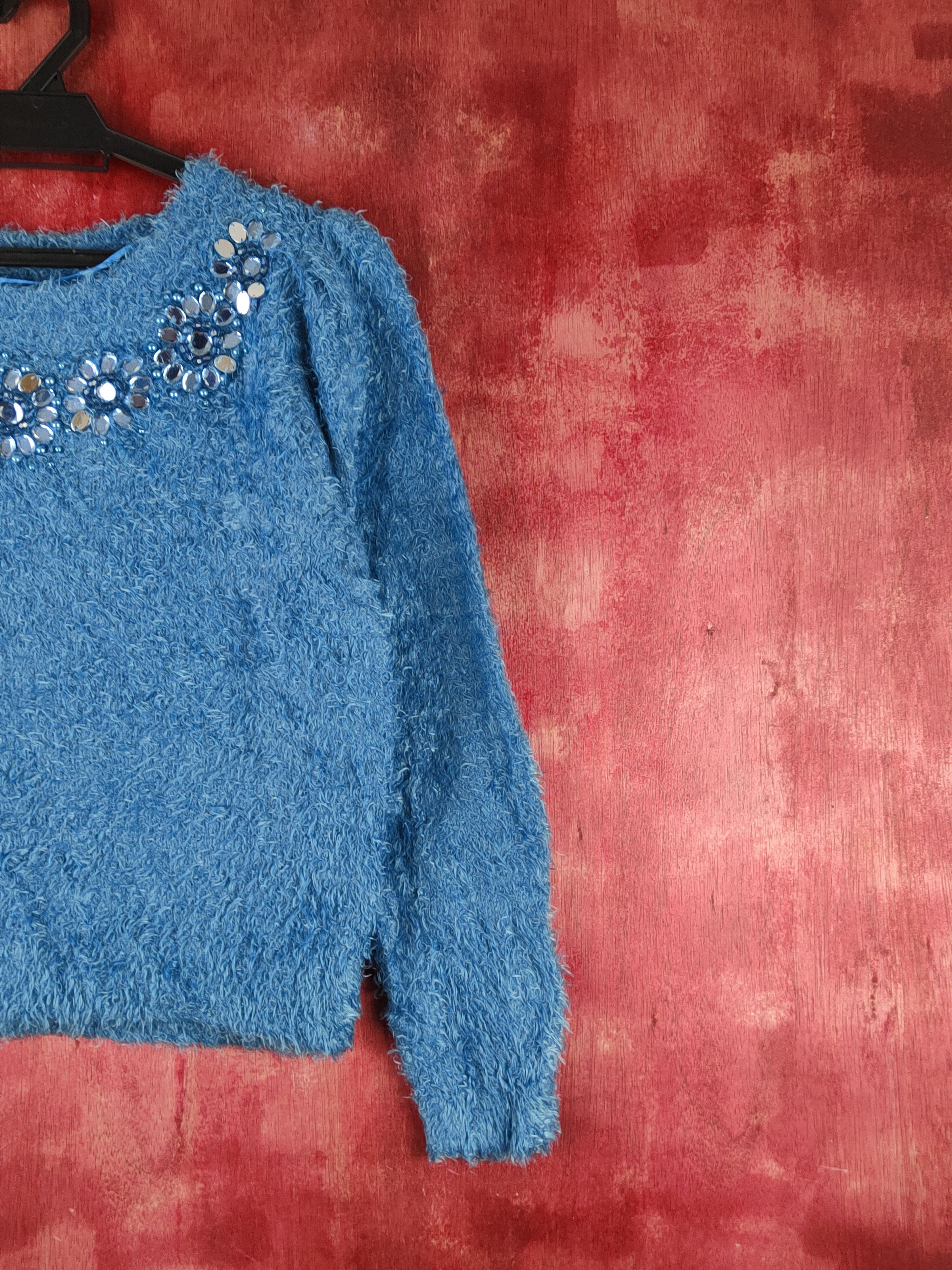 GU GU Blue Shag Shaggy Fur Mohair Knitwear #S1931 Size XS / US 0-2 / IT 36-38 - 5 Thumbnail