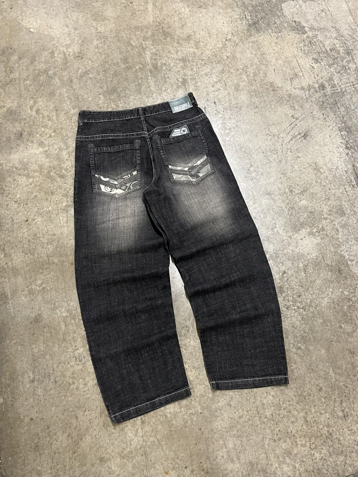 Southpole × Vintage Southpole black baggy fit wide leg faded denim opium skater Size US 40 / EU 56 - 1 Thumbnail