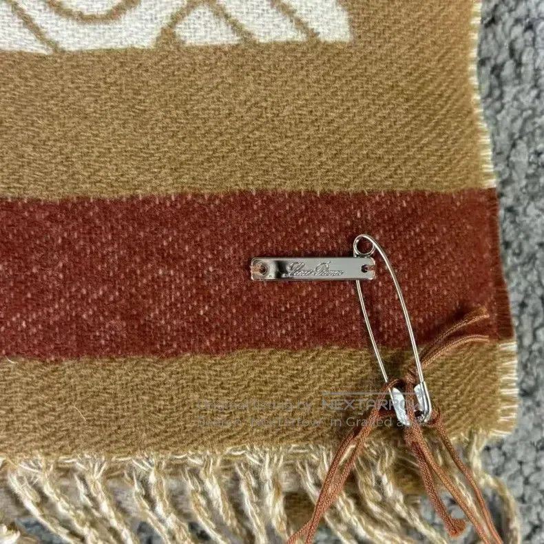 Loro Piana Loro Piana Brown printed pattern cashmere wool scarf Size ONE SIZE - 2 Thumbnail