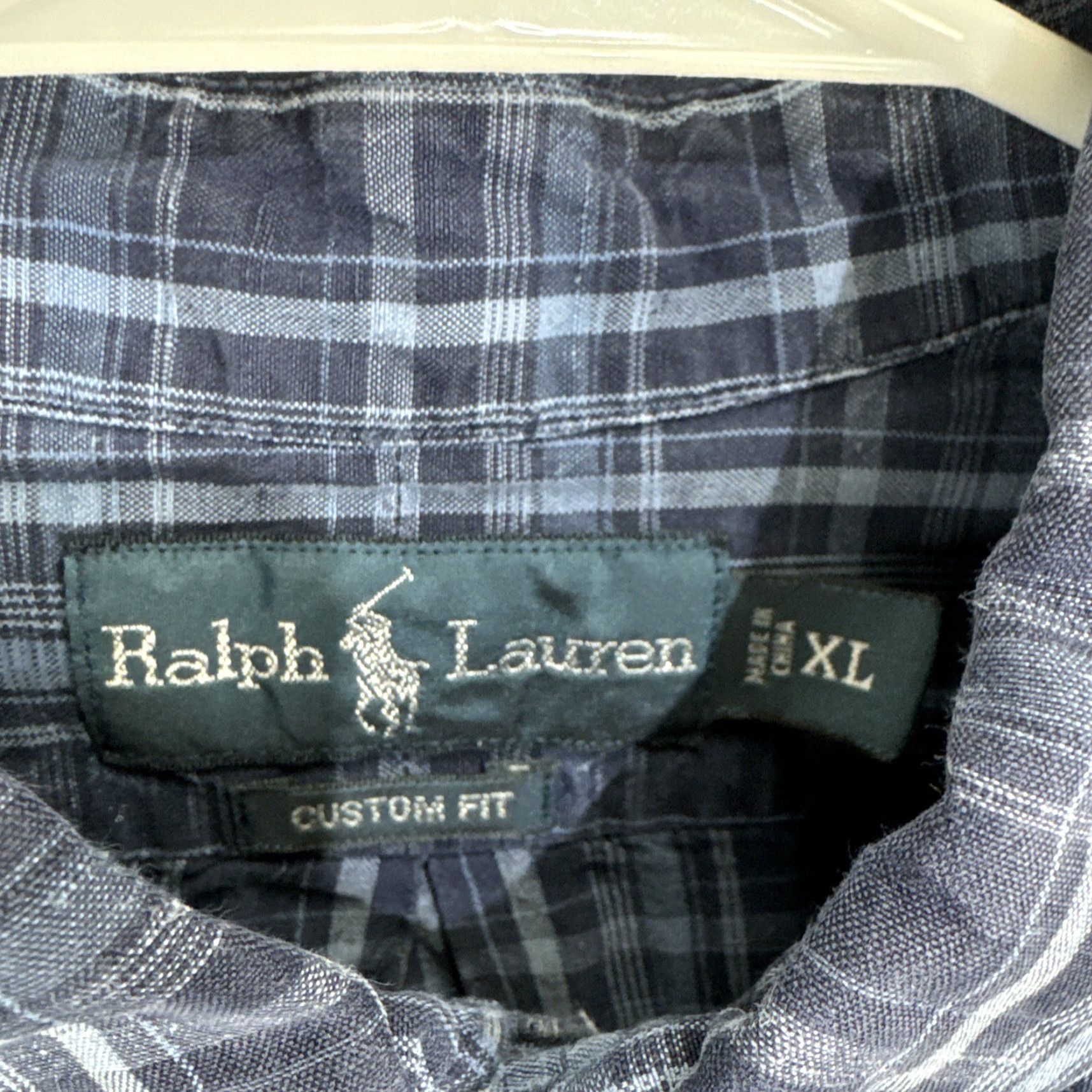 Ralph Lauren VINTAGE Ralph Lauren Shirt Men XL Plaid Button-Up Navy Silk Linen Custom Fit XL Blue 90s Preppy Designer Classic Casual Business Travel Button-Down Size US XL / EU 56 / 4 - 2 Thumbnail