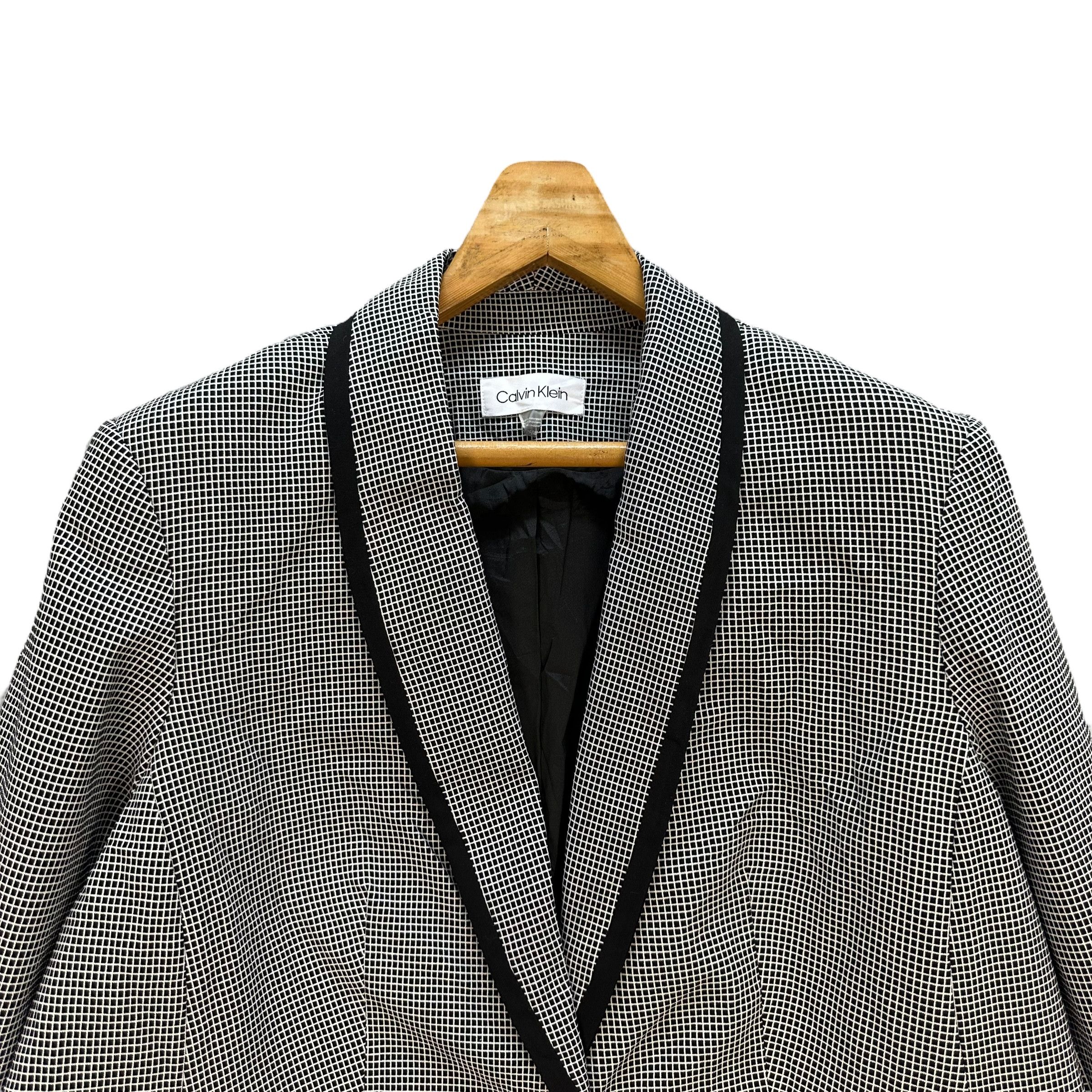 Calvin Klein CALVIN KLEIN Single Button Small Check Blazer #A71-1723 Size XL / US 12-14 / IT 48-50 - 2 Thumbnail