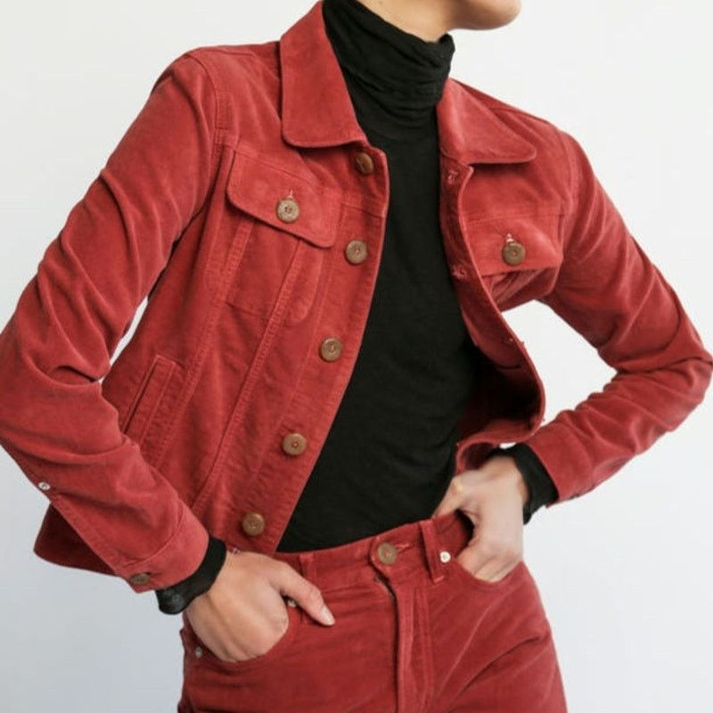 AG Adriano Goldschmied NWT Daily Blue Flacky Trucker Velveteen Jacket Sz. S Swing Size S / US 4 / IT 40 - 4 Thumbnail