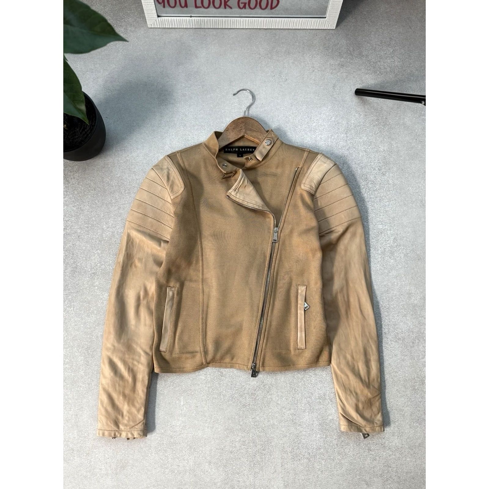 Ralph Lauren VINTAGE Ralph Lauren Leather Biker Jacket Womens Beige Size S Size S / US 4 / IT 40 - 2 Thumbnail