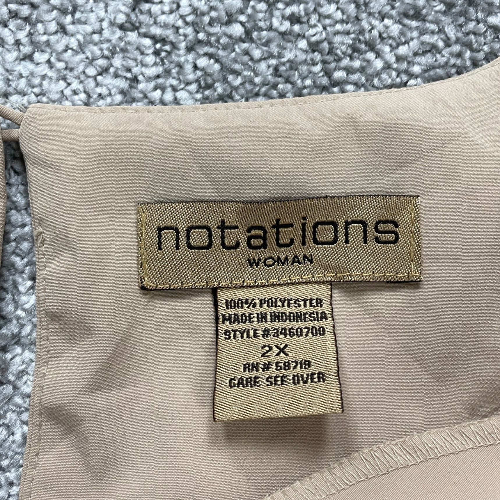 Vintage Notations Blouse Womens 2XL Solid Brown Short Sleeve Round Neck Polyester Top Casual Womens 2XL Brown Short Sleeve Blouse Notations Size XXL / US 16-18 / IT 52-54 - 3 Thumbnail