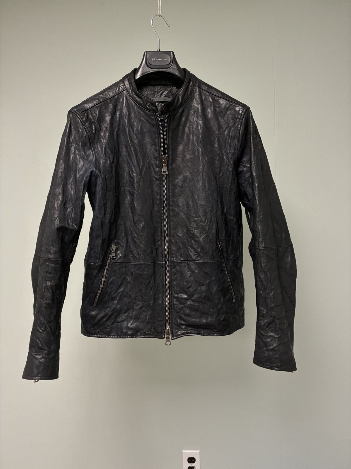 John Varvatos Leather Backzip Crinkled Jacket EU 46 USA 36 Size US S / EU 44-46 / 1 - 8 Thumbnail