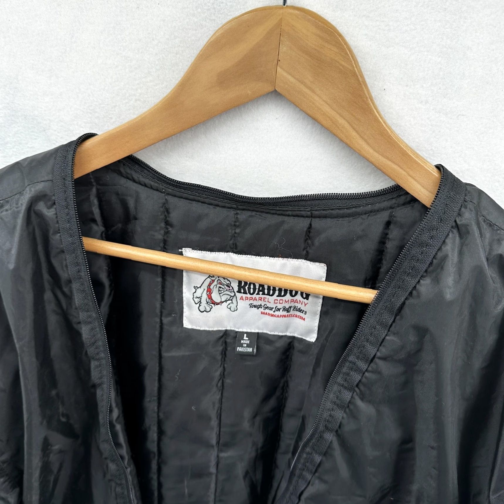 Vintage RoadDog Apparel Company Jacket Mens Large Black Quilted Liner Nylon Full Zip Pockets Riding Size US L / EU 52-54 / 3 - 6 Thumbnail