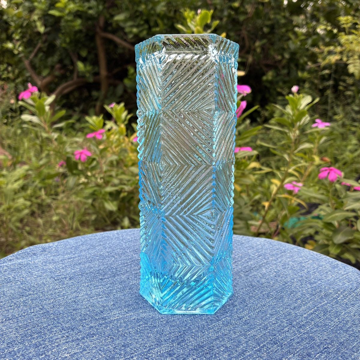 Czech Sklo Union Style Pressed Glass Vase