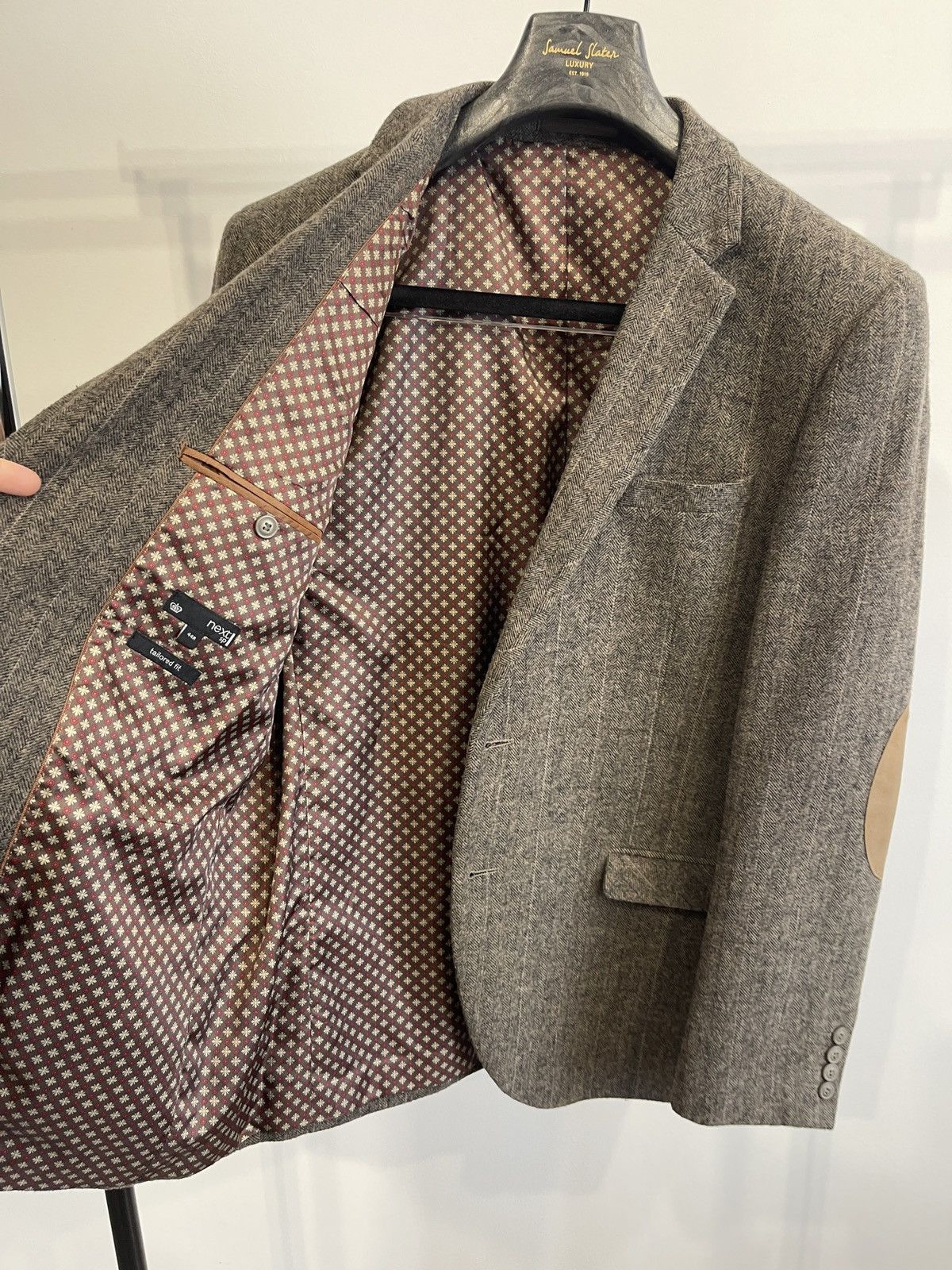 NEXT Vintage blazer classic jacket sport coat herringbone pattern Size 44R - 6 Thumbnail