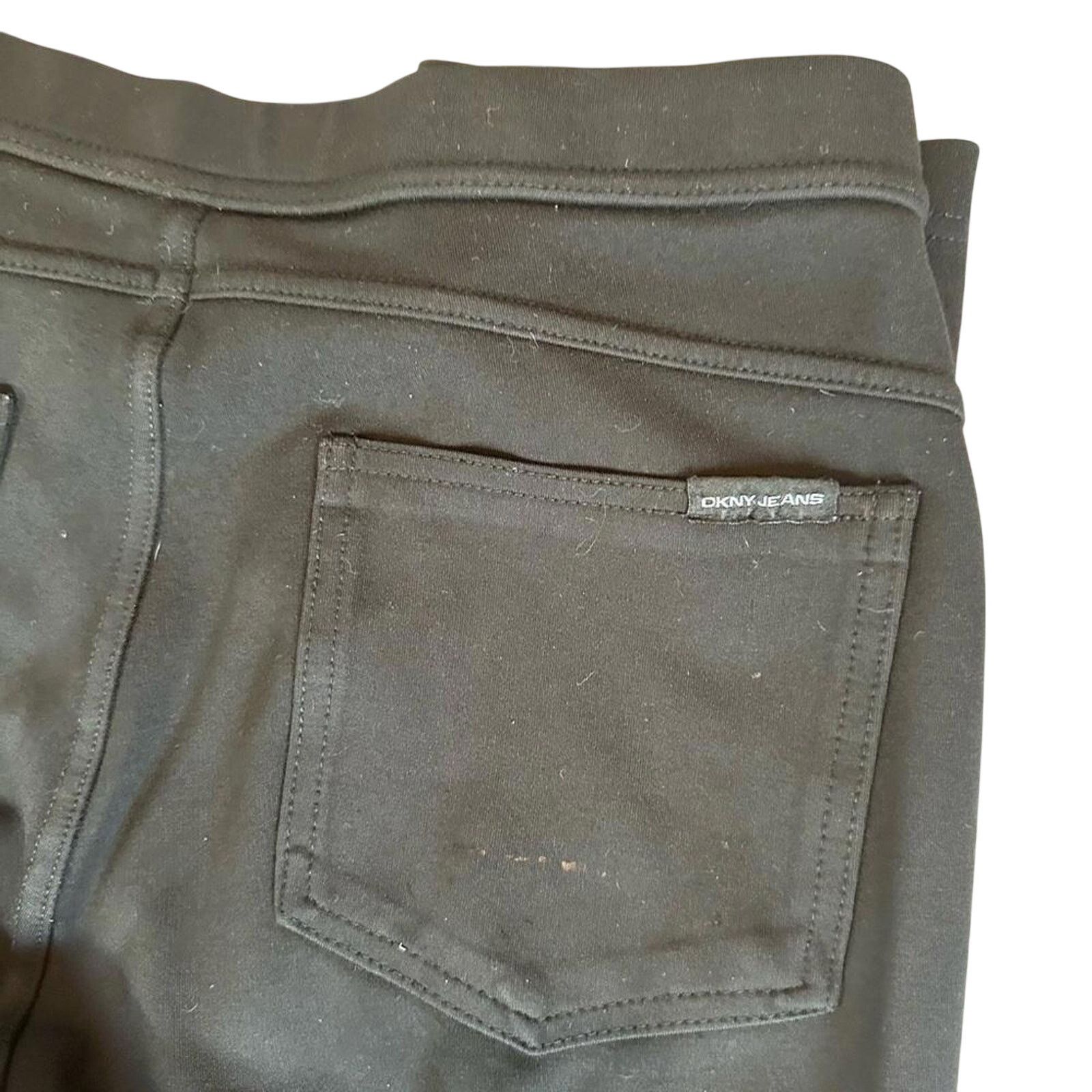 Designer DKNY Jeans Women's Stretch Black Slim Fit Pants Size 32" / US 10 / IT 46 - 4 Thumbnail