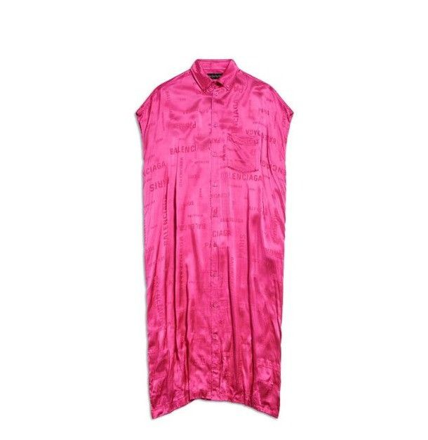 Balenciaga oc11z1125 Bal Paris Allover Rawcut Dress in Pink Size XL / US 12-14 / IT 48-50 - 1 Preview