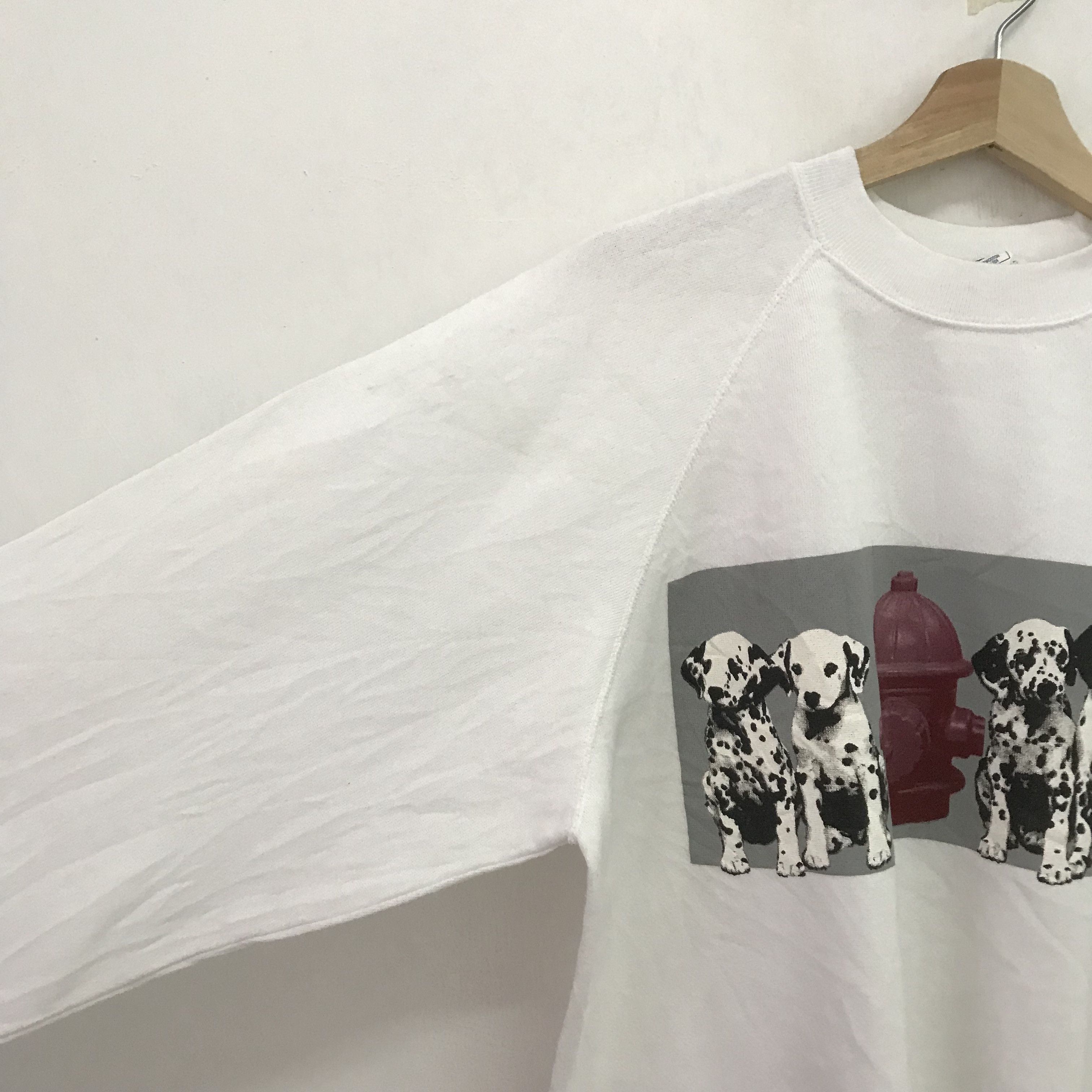 Hanes Vintage 90’s Dalmatian Dog White Sweatshirt - 174 Size US L / EU 52-54 / 3 - 4 Thumbnail