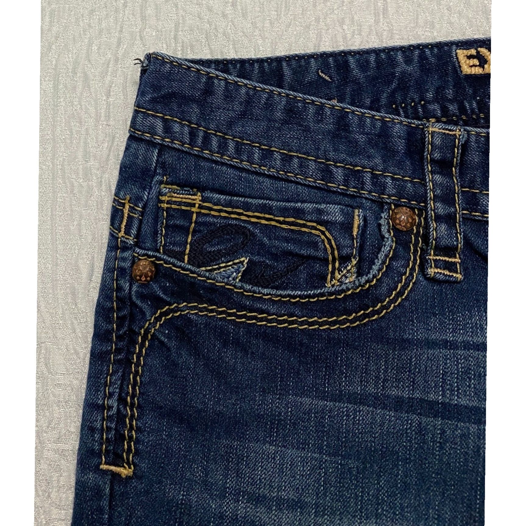 Express Express Jeans Women's 12 Blue Decorative Stitching Embroidered Flap Pockets Size 34" / US 12 / IT 48 - 2 Thumbnail