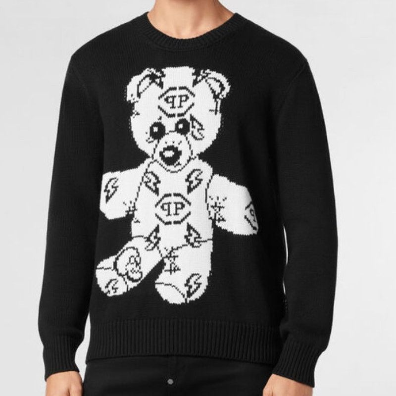 Philipp Plein Philipp Plein Blk Teddy Bear Round Neck Pullover Sweater XL Size US XL / EU 56 / 4 - 1 Thumbnail