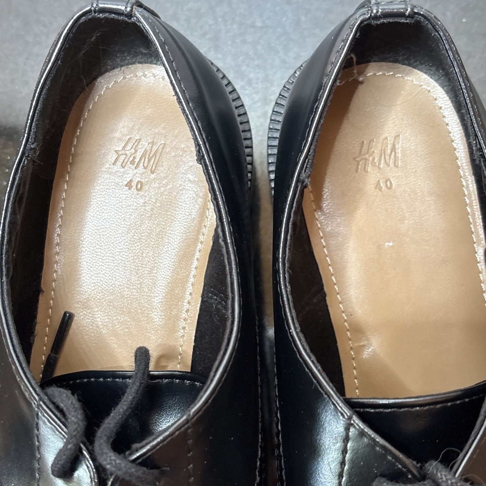 H&M H&M Oxford Shoes Womens 9 Black Faux Leather Lug Sole Brogue Size US 9 / IT 39 - 5 Thumbnail