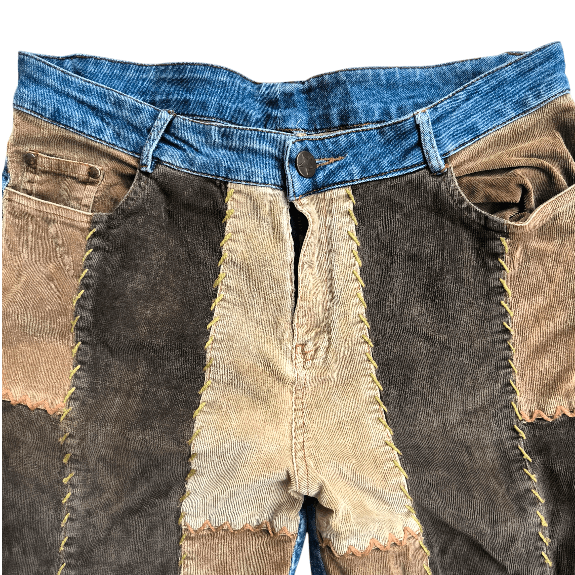 Japanese Brand Vintage 2000s JSLH Patchwork Flare Jeans Size US 30 / EU 46 - 2 Thumbnail